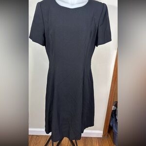 Vintage 90s Talbots Dress Womens Size 14 Black Classic Short Sleeve Knee Length